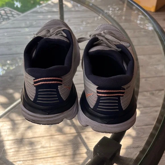 Hoka Bondi 7 Gray/peach/navy Athletic Shoes - Picture 5 of 11